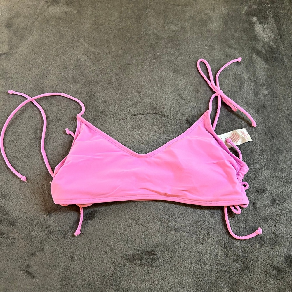 No Boundaries Pink Swim Top Tie Straps Womens Large 11-13 NWOT